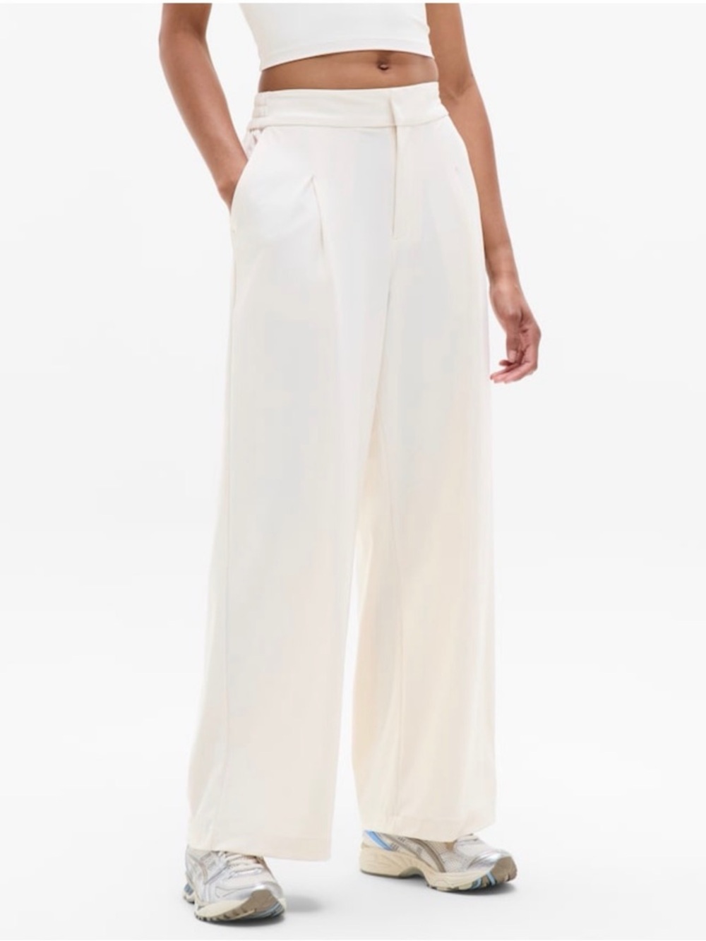 Athleta Wide-Leg High-Rise Pinnacle Trousers in Bone Color